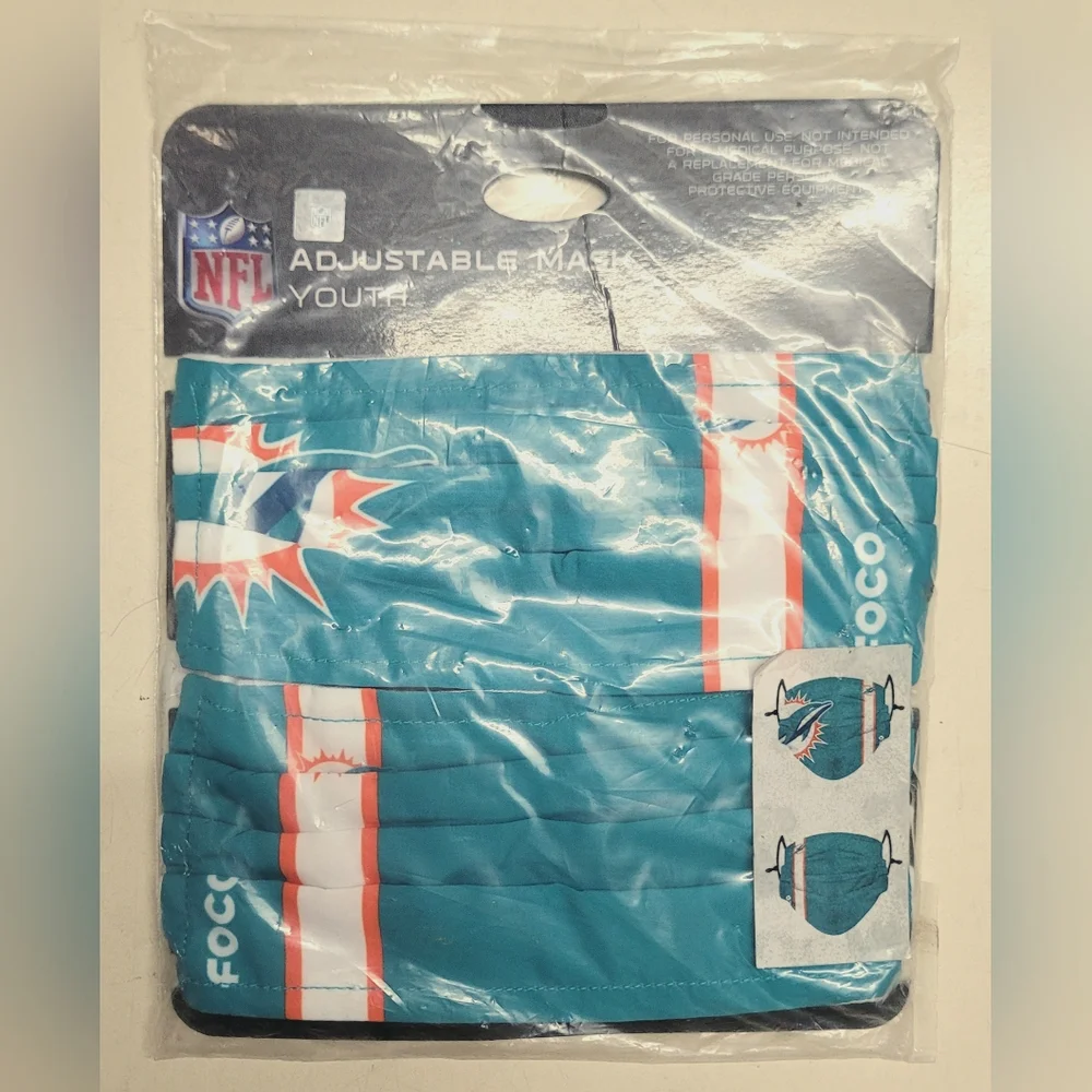 New Miami DolphinsNFL Youth Adjustable Face Masks Lot Of 4